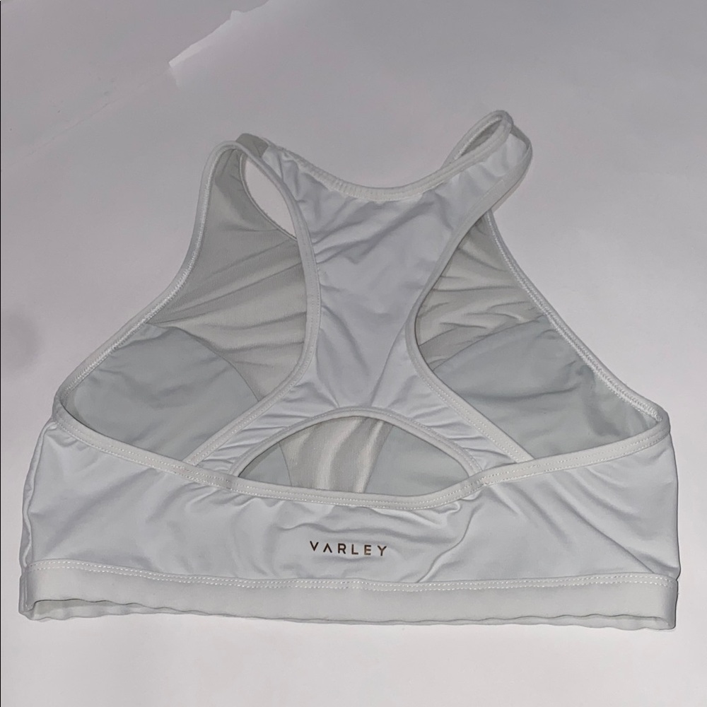 Varley White Mesh Panel Athletic Sports Bra - Picture 4 of 6